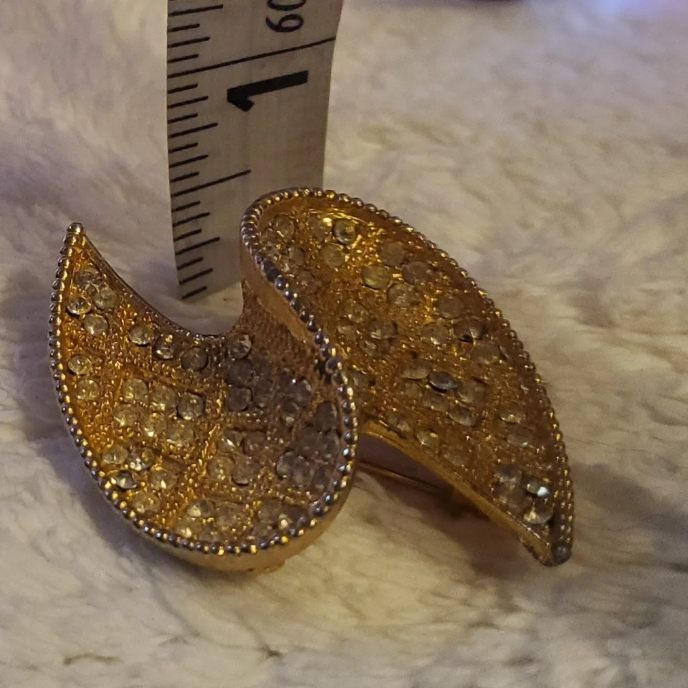 Abstract Wave Crystal Brooch 1960s - Picture 13 of 13